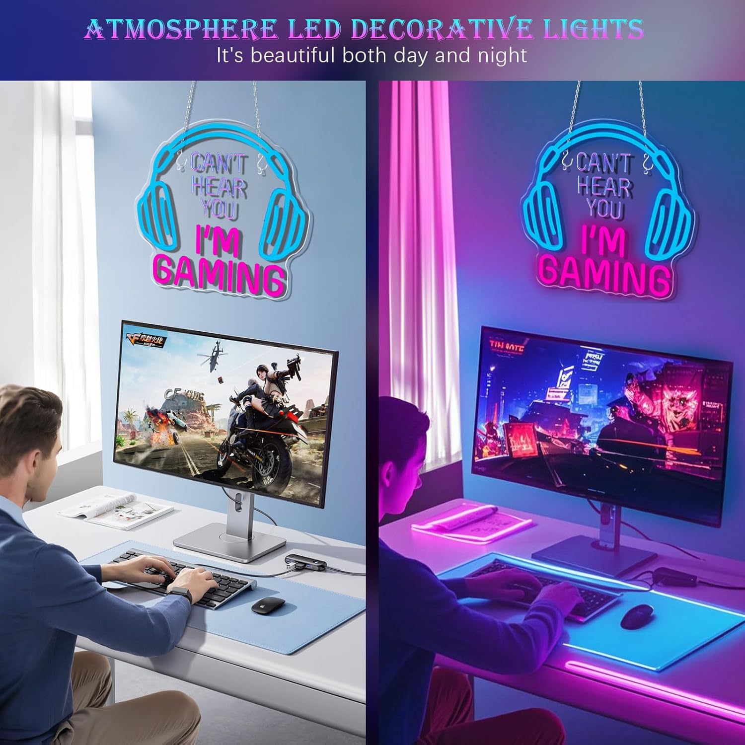 Gaming Neon Sign, Dimmable LED Headset Gamer Neon Light - Image 6