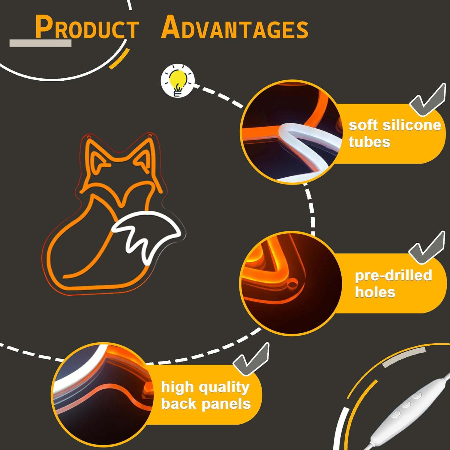 Allball Fox Neon Signs for Wall Decor,Dimmable Fox LED Neon Light - Image 2