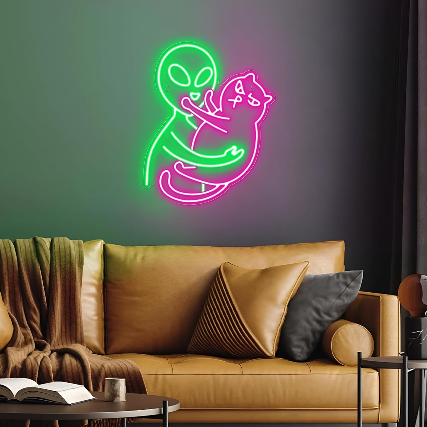 Alien Cat Neon Sign, Green Alien Petting Cat LED Light - Image 4