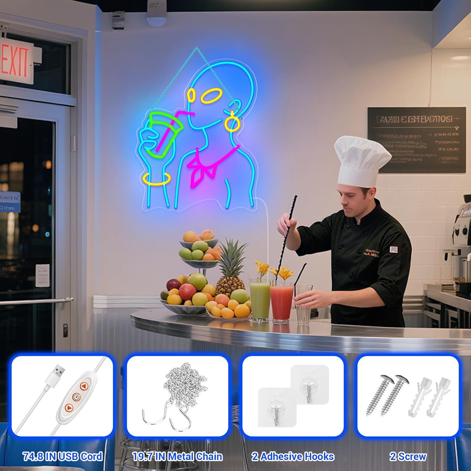 Alien Neon Signs, Drink LED Neon Sign for Wall - Image 3