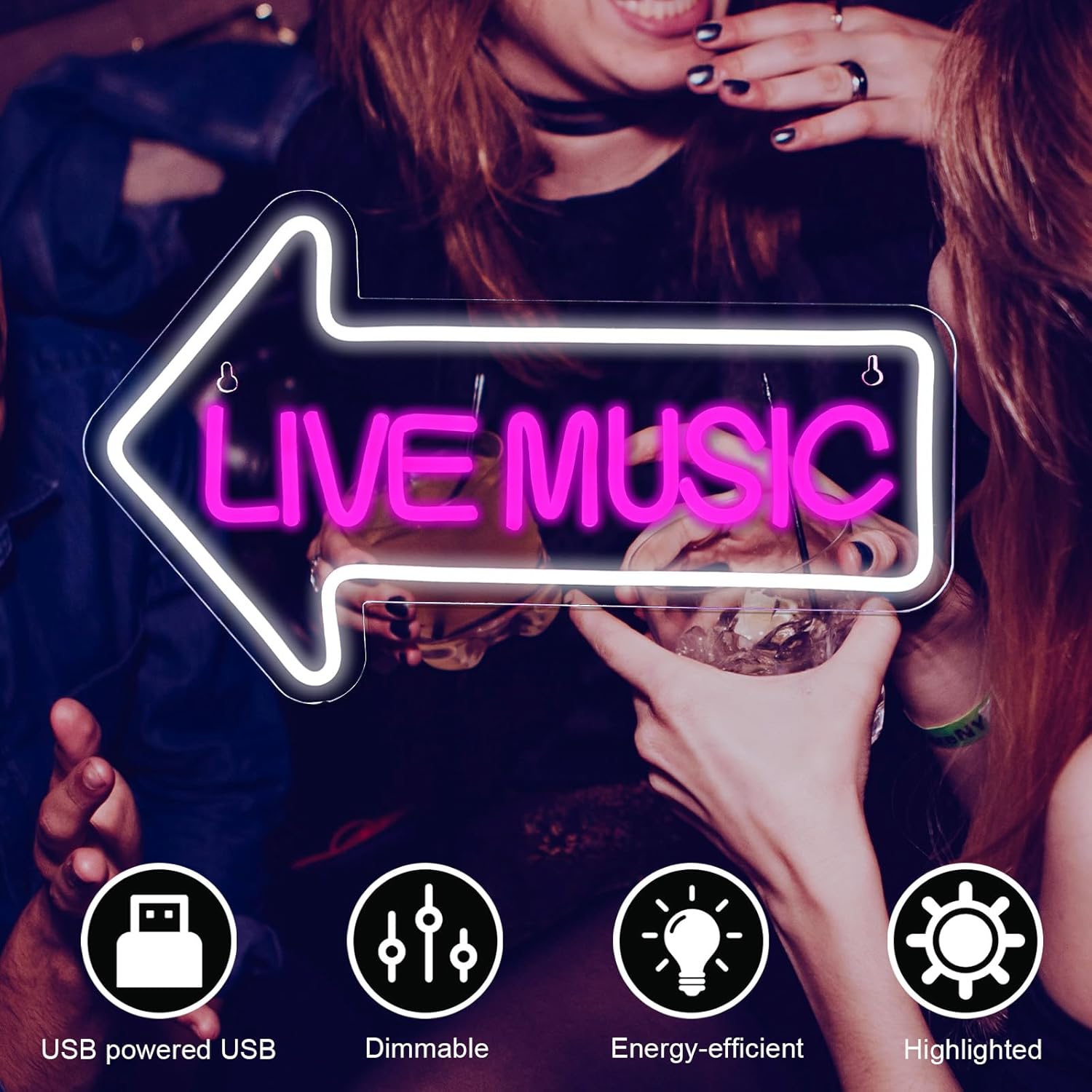 Live Music Neon Sign Music Studio Dimmable Led Light - Image 3
