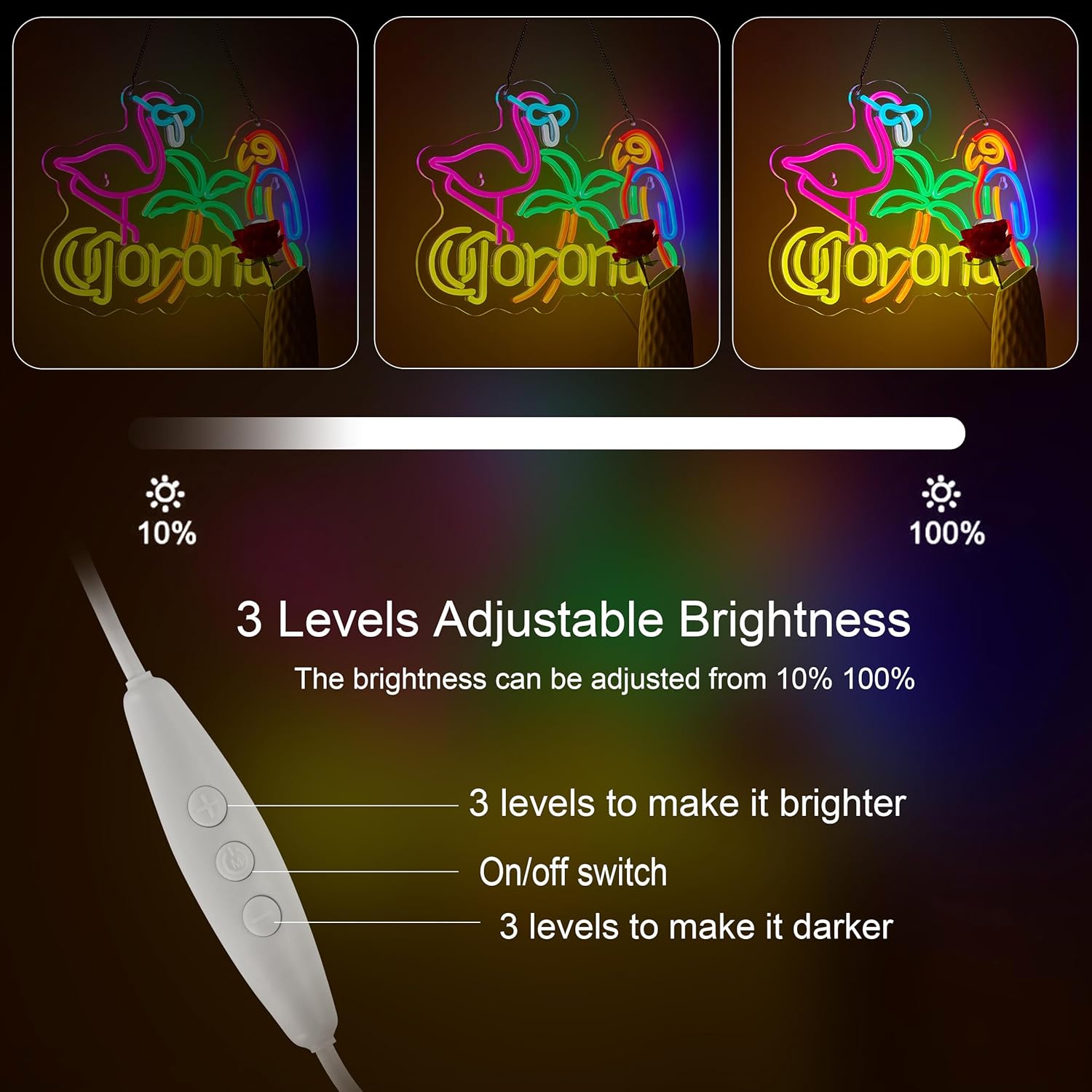 Flamingo and Parrot Coro Neon Sign - Image 4