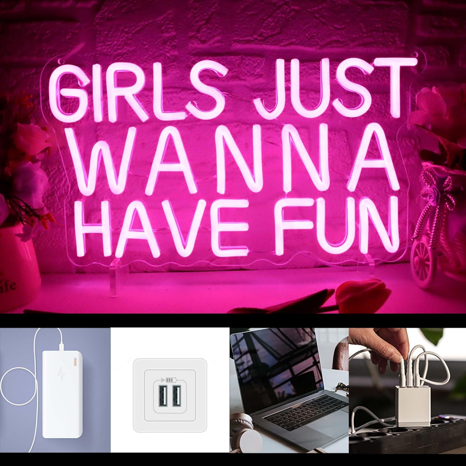 "Girls Just Wanna Have Fun" Neon Sign for Wall Decor - Image 5