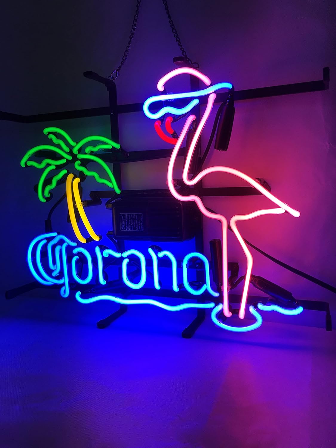 Neon Signs Corona Flamingo Palm Tree Beer Bar Bistro Real Glass Man Cave Custom Neon Sign Wall Decor - Image 2