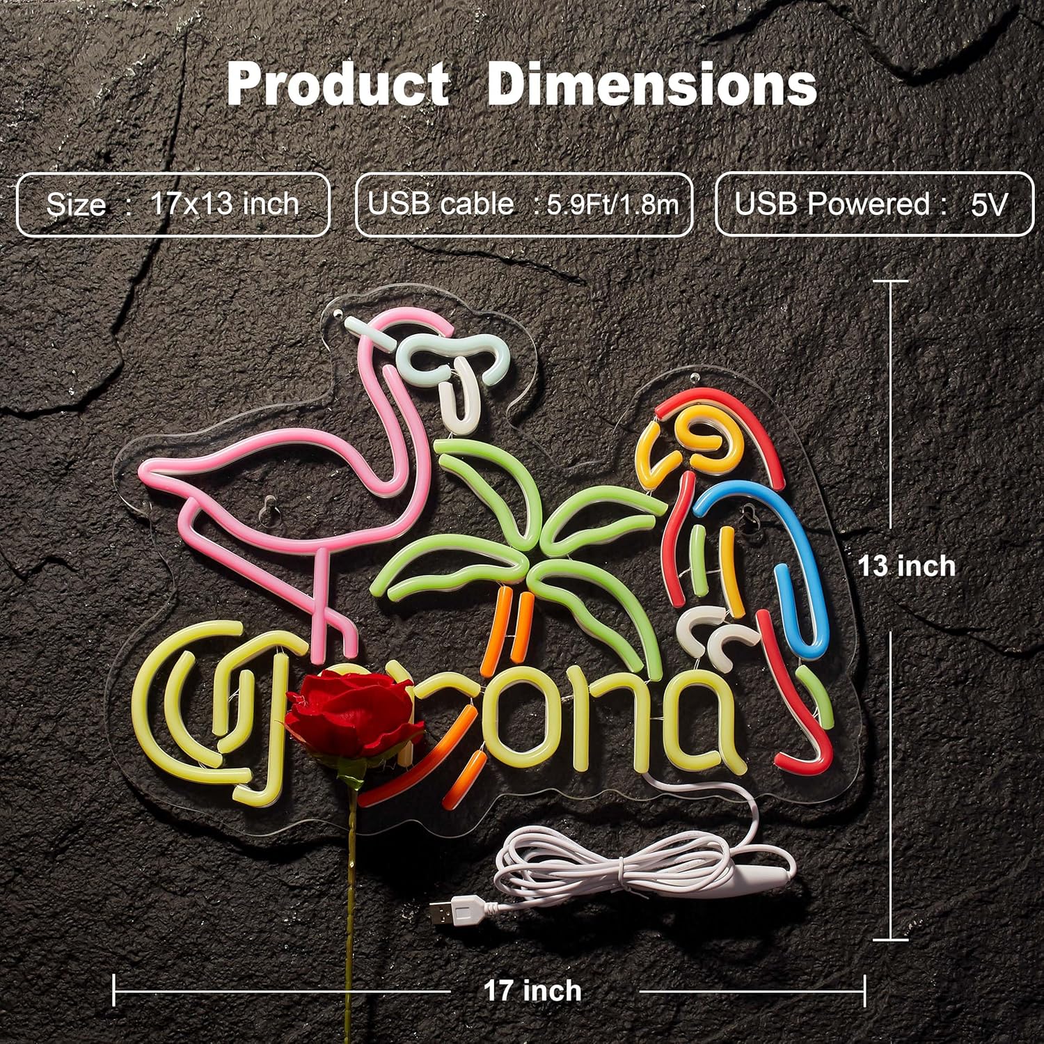 Flamingo and Parrot Coro Neon Sign - Image 6