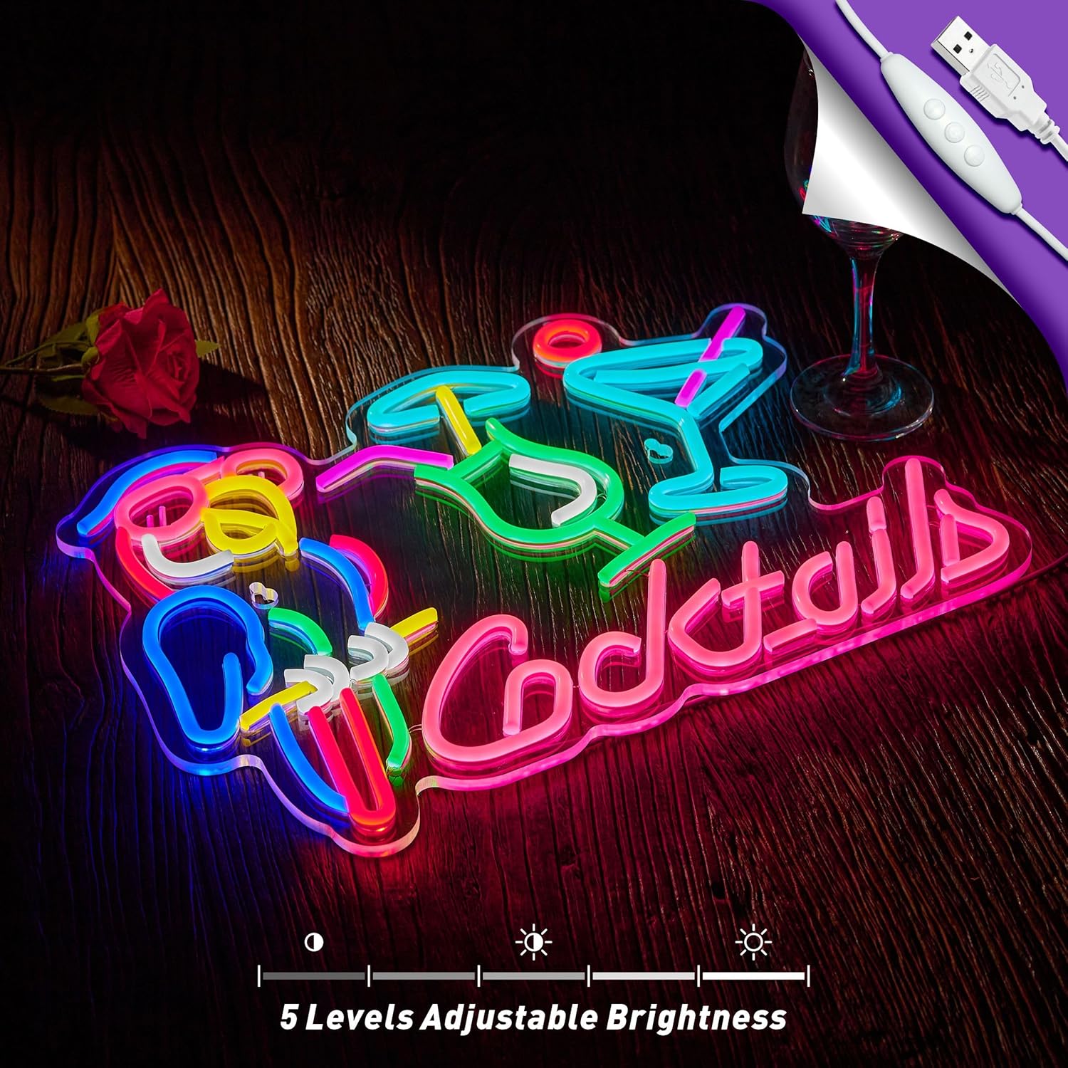 Parrot Cocktail Neon Sign for Wall Decor Bar LED Light - Image 2