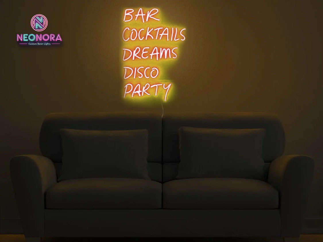 Bar Cocktails Dreams Disco Party Neon Sign - Image 2
