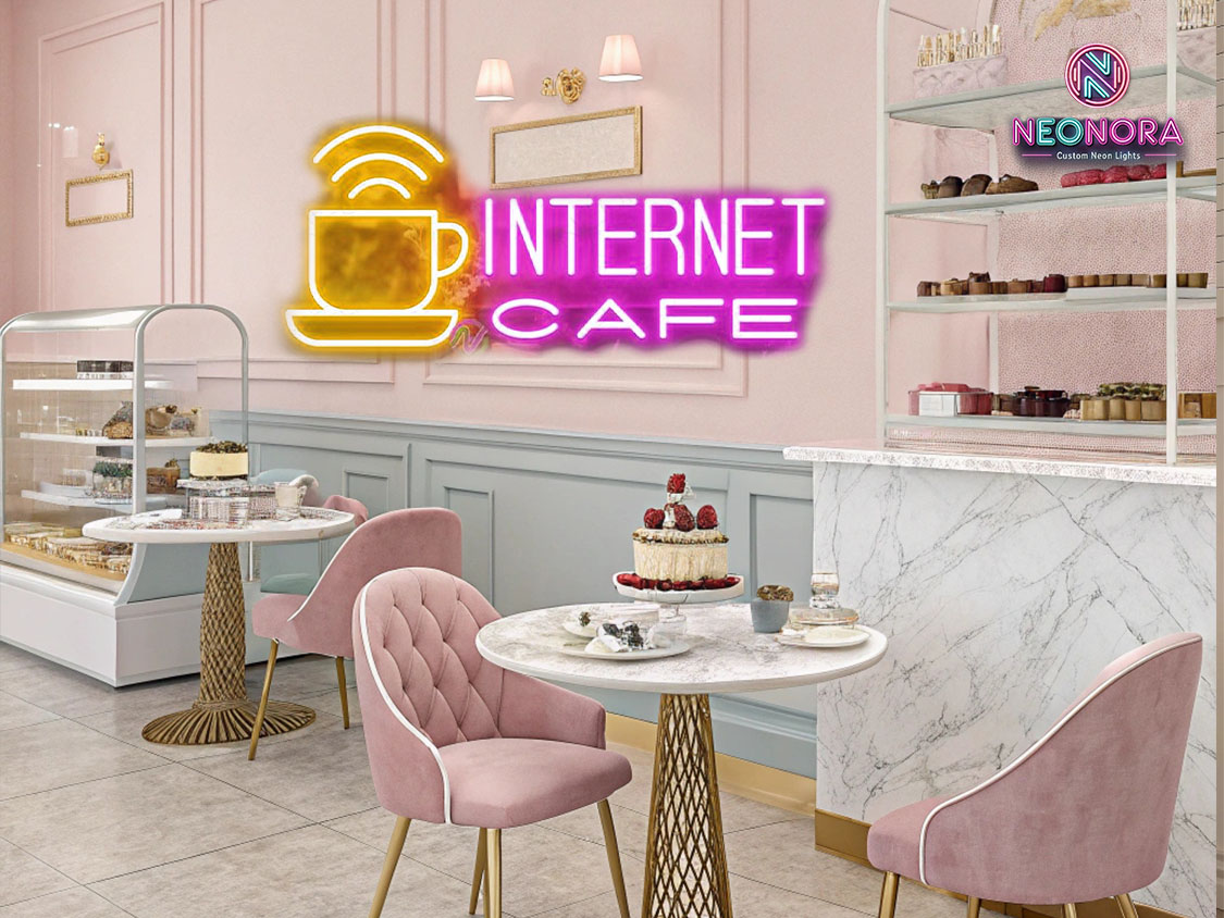 "Internet Cafe" Retro Neon Sign - LED Business Wall Art - Image 3