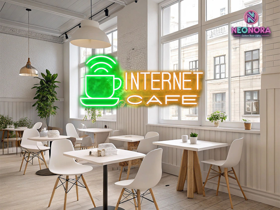 "Internet Cafe" Retro Neon Sign - LED Business Wall Art - Image 2