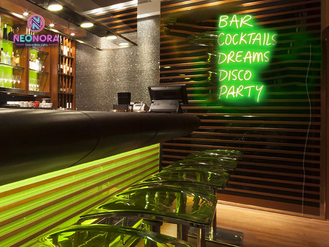 Bar Cocktails Dreams Disco Party Neon Sign - Image 4