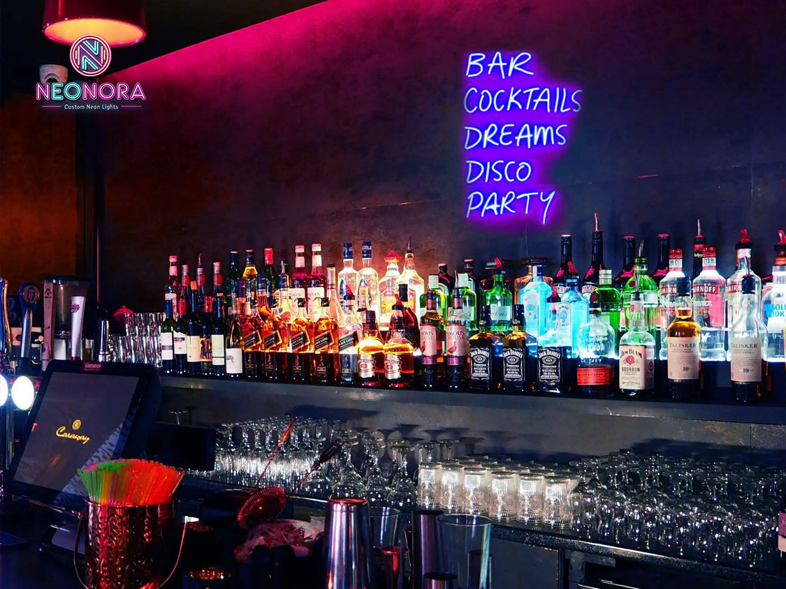 Bar Cocktails Dreams Disco Party Neon Sign - Image 5