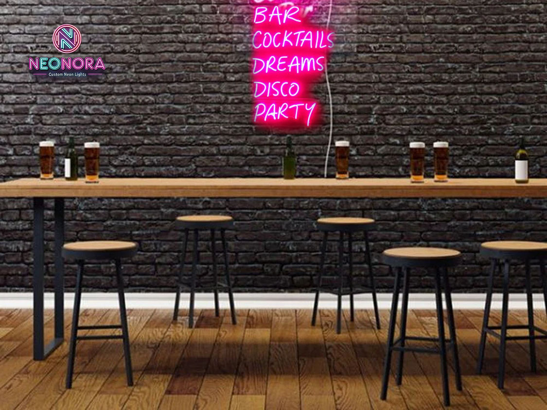Bar Cocktails Dreams Disco Party Neon Sign - Image 6