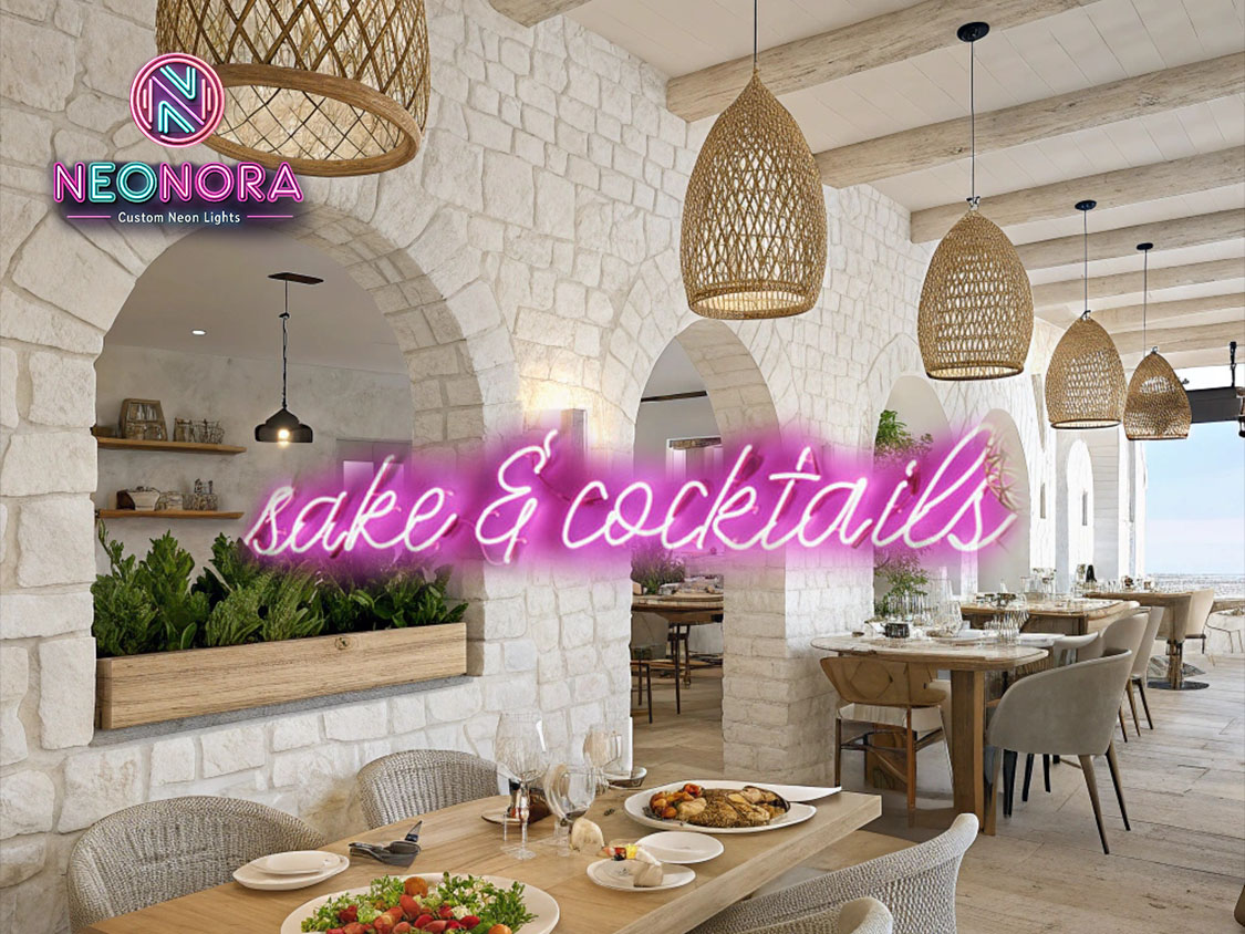 "Sake & Cocktails Neon Bar Sign – Custom Japanese-Themed LED Decor" - Image 2