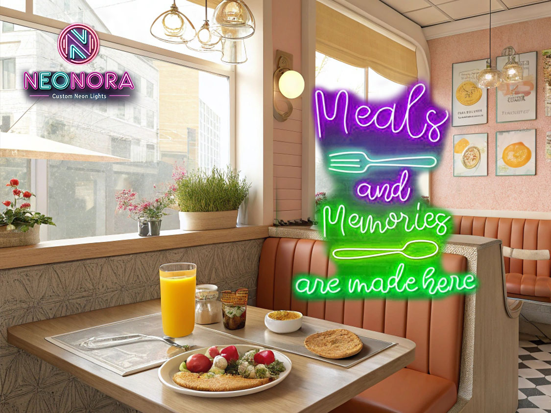 "Meals & Memories Are Made Here" Custom LED Neon Sign - Image 6