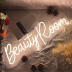 Beauty Room Neon Sign – Warm White LED Light for Spa, Salon, Nails, Brows, Lash Studio or Barber Shop – USB Powered Custom Word Wall Decor (40×14.4cm)
