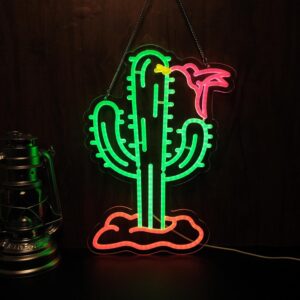 Cactus Neon Sign LED Light for Bar, Club, Bedroom, Hotel, Pub, Cafe, Wedding, Birthday Party, or Gift Decor