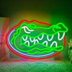 "Florida Gators team logo neon sign - official collegiate LED wall decor for man caves, bedrooms, and sports bars. Features vibrant team colors, durable acrylic backing, and ready-to-hang installation - perfect gift for fans and alumni."*