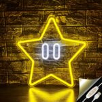 "star-shaped neon sign - vibrant blue/purple LED wall decor for game rooms, kids' bedrooms, and man caves. Features USB power, adjustable brightness, and easy hanging installation."*