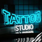 Tattoo neon sign, USB-powered and dimmable, perfect for tattoo shops, bars, salons, or man cave wall decor.