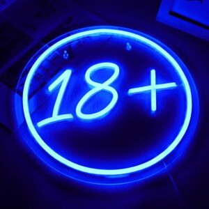 12x12-inch 18+ neon sign—bold, adult-themed LED wall light for bars, man caves, or entertainment rooms.