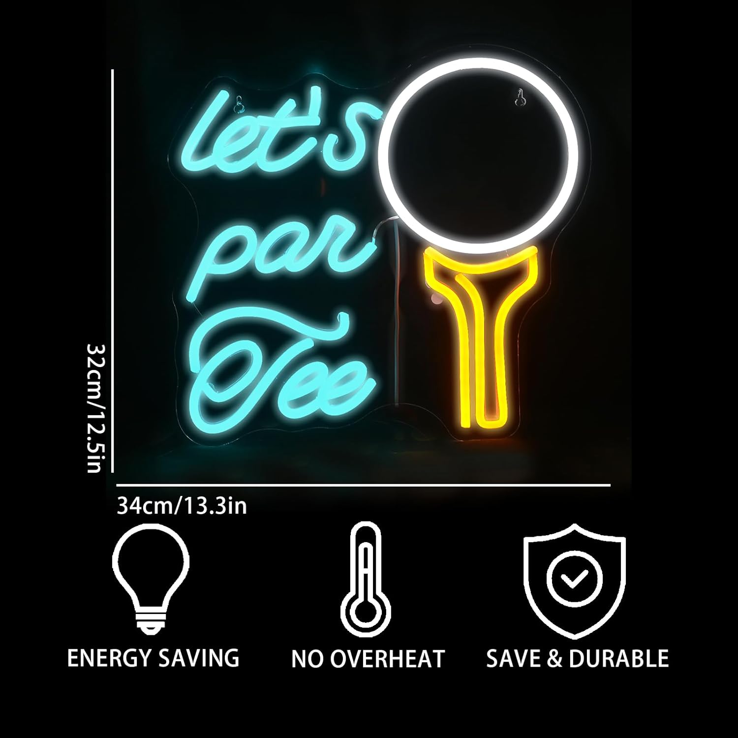 Let's Par Tee Neon Sign Golf Club Led Neon Lights for Wall Decoration - Image 3