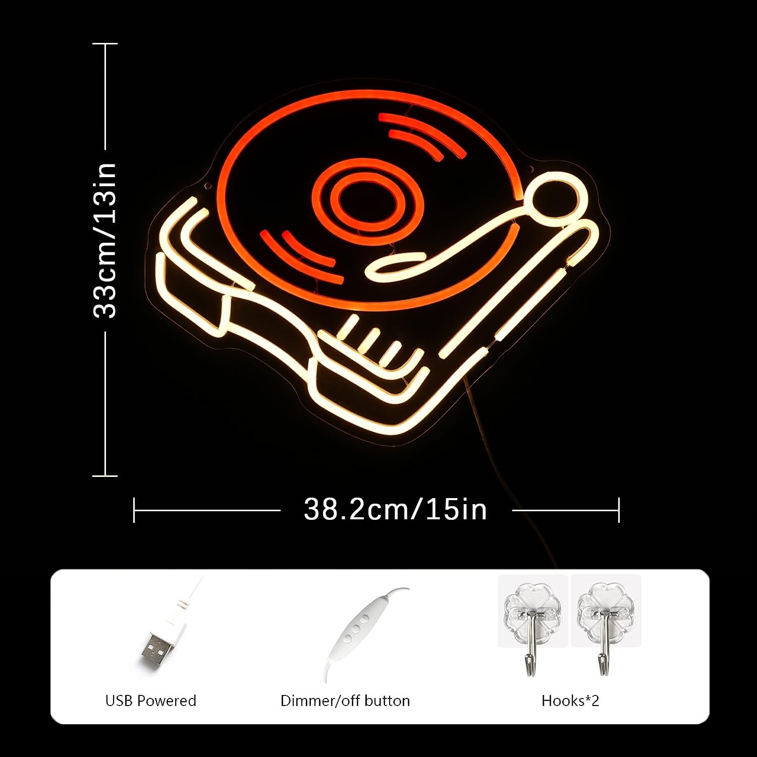 Record Player Neon Sign Retro Red Warm Music Record Neon Light Neon Signs - Image 5