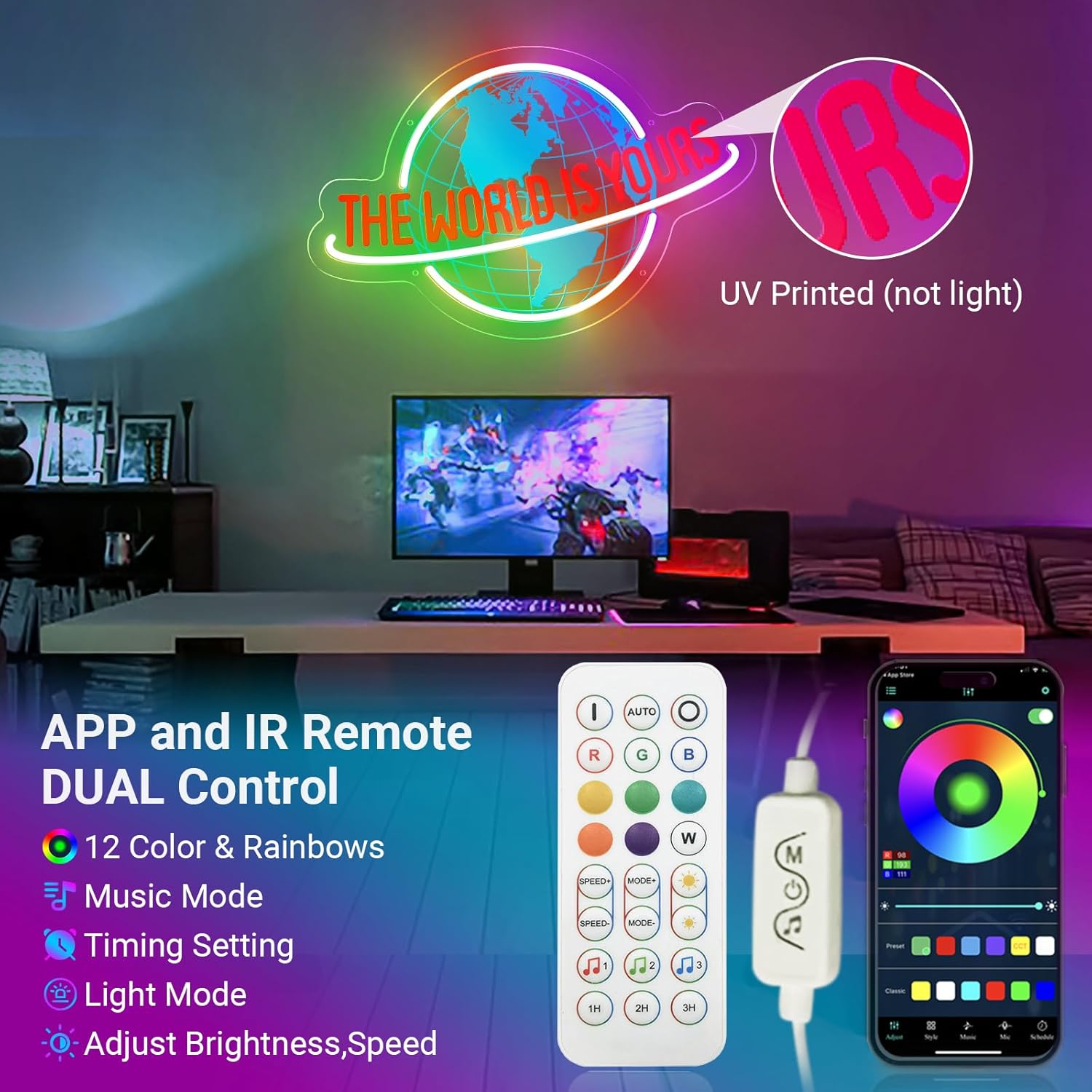 The World is Yours Neon Sign, Planet LED Neon Light Lamp - Image 8