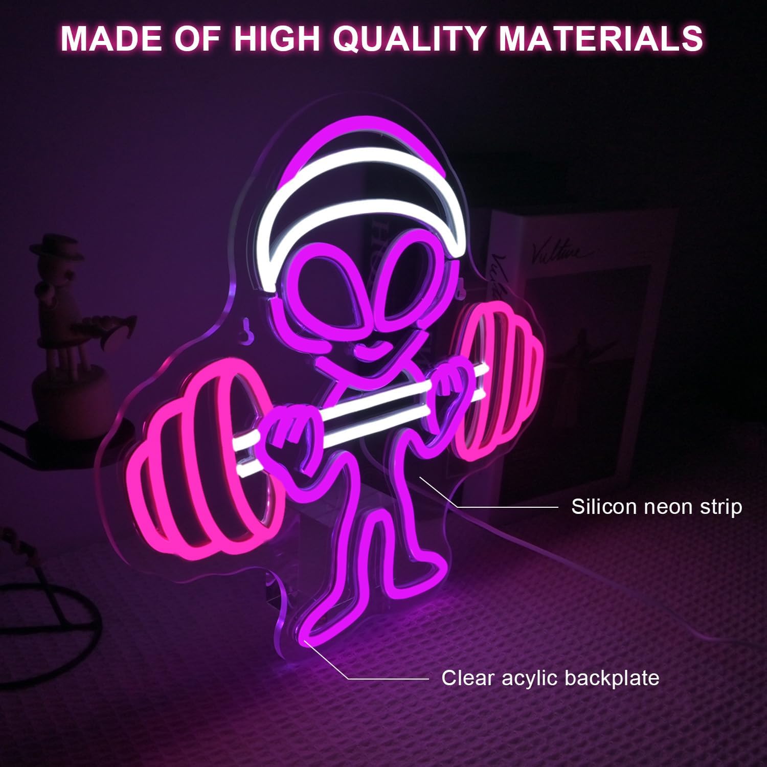 Alien Neon Sign, Dumbbell Gym Led Wall Decoration, LED Alien Light - Image 6