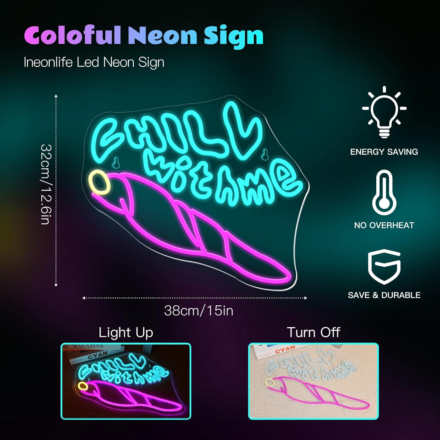 Chill With me Neon Sign Bookshop Neon Signs - Image 4