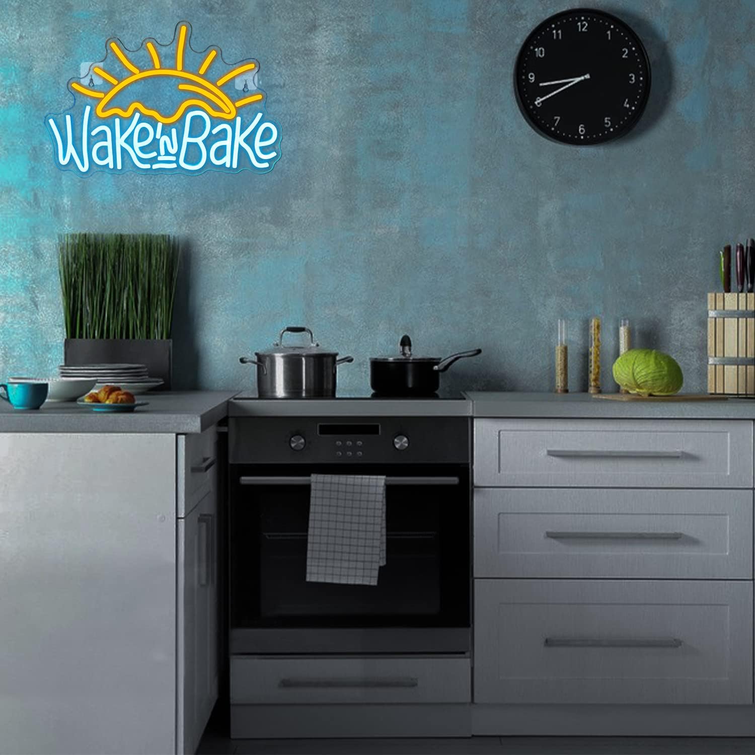 Wake in Bake Neon Signs Yellow Blue LED Neon Signs for Wall Decor - Image 3