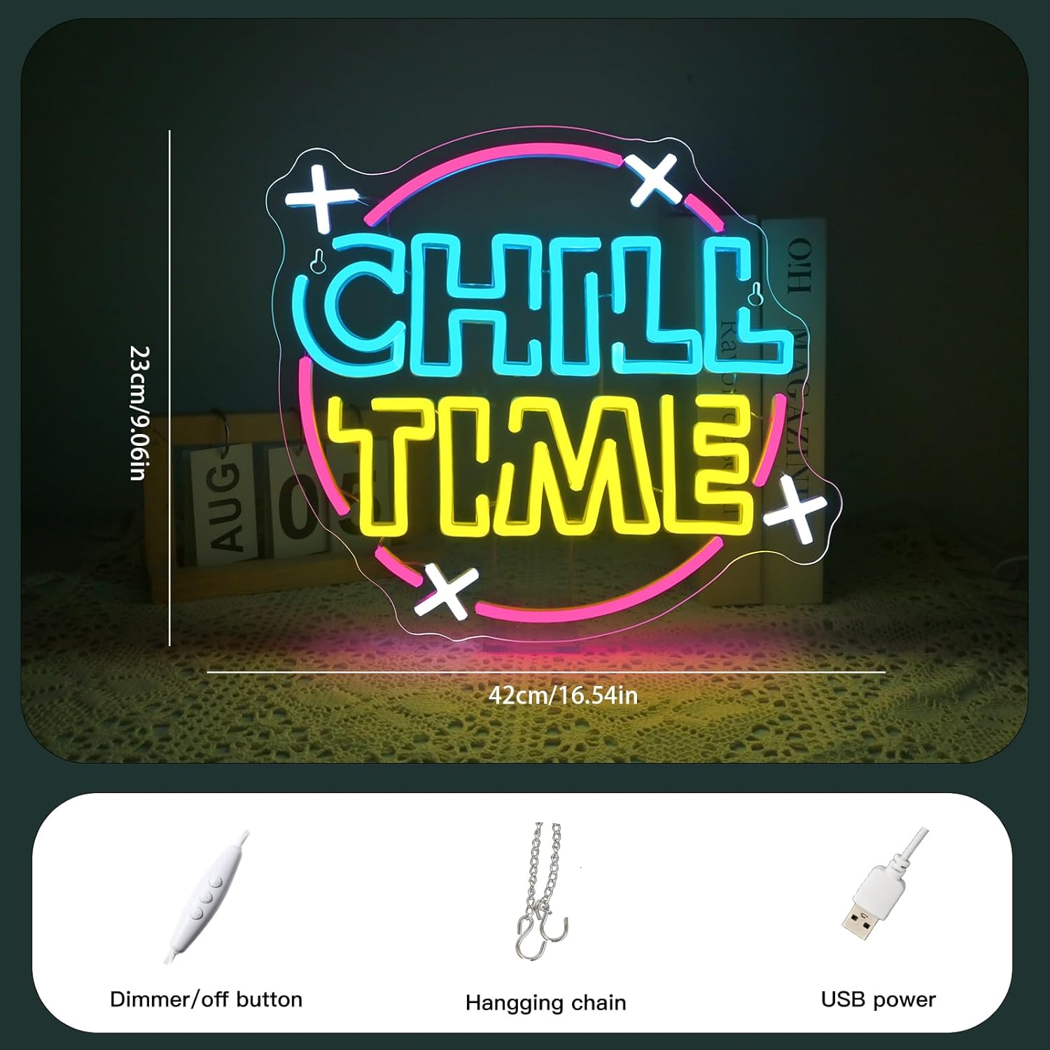 Chill Time Neon Sign Wall Decoration, Happy Hour Neon Bar Open Led Signs - Image 5