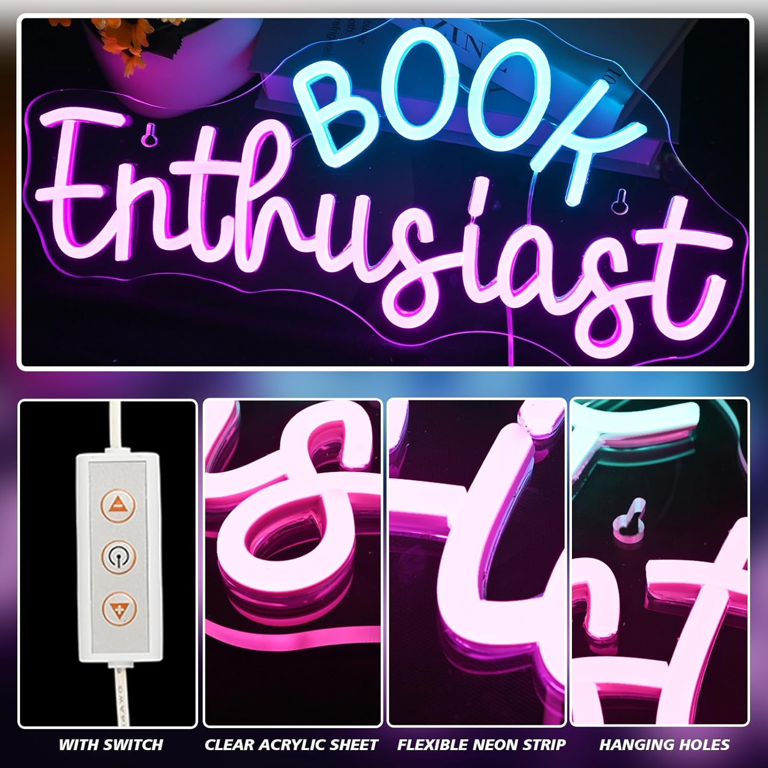 Book Enthusiast Neon Sign Wall Decoration - Image 4