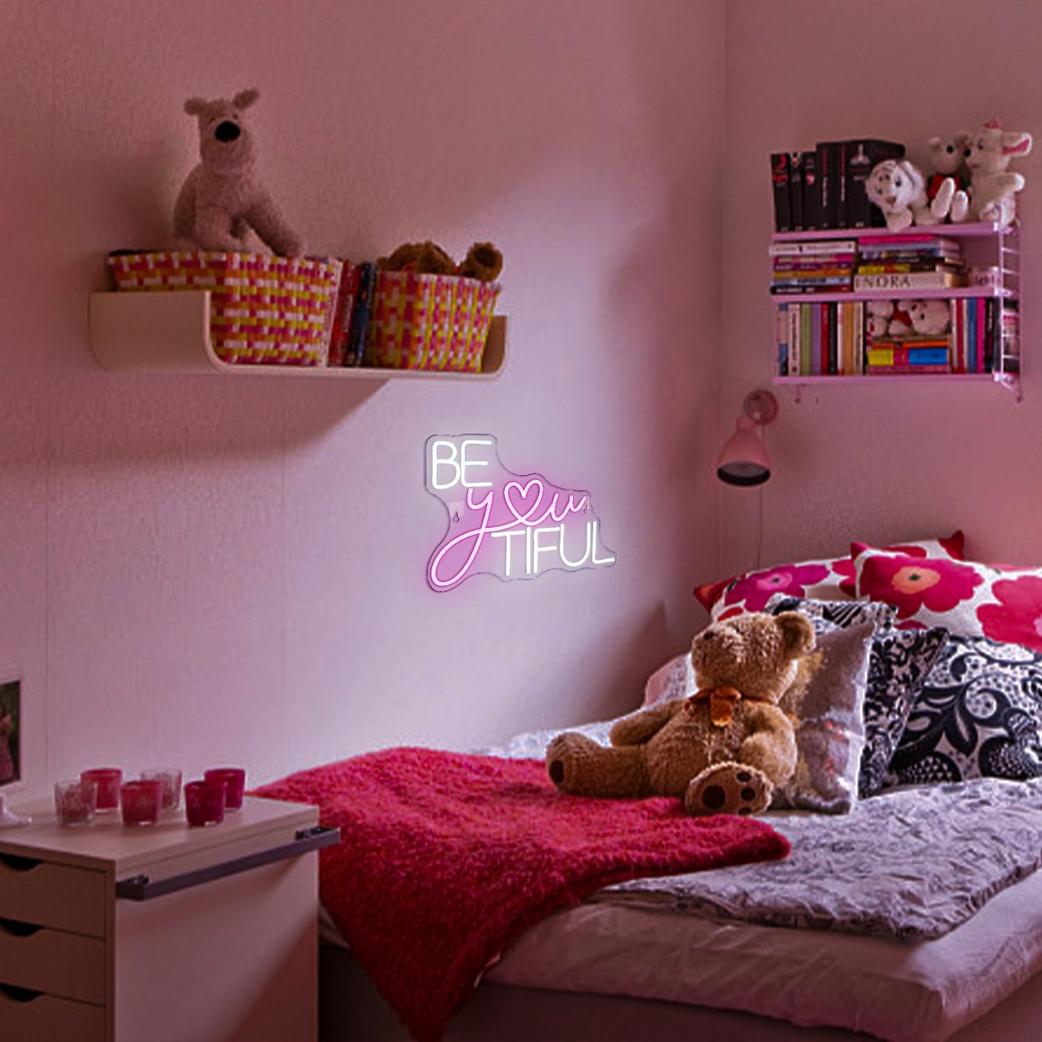 Be You Tiful Neon Led Sign, Rectangular Pink Neon Light Sign - Image 4