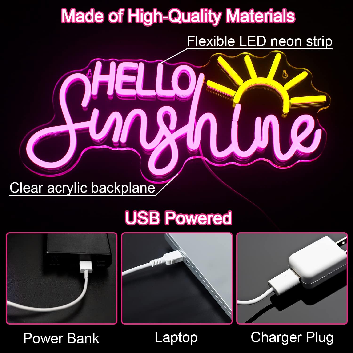 Hello Sunshine Neon Led Sign, Sunrise Neon Signs - Image 2