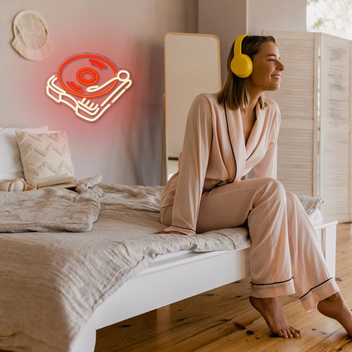 Record Player Neon Sign Retro Red Warm Music Record Neon Light Neon Signs - Image 3