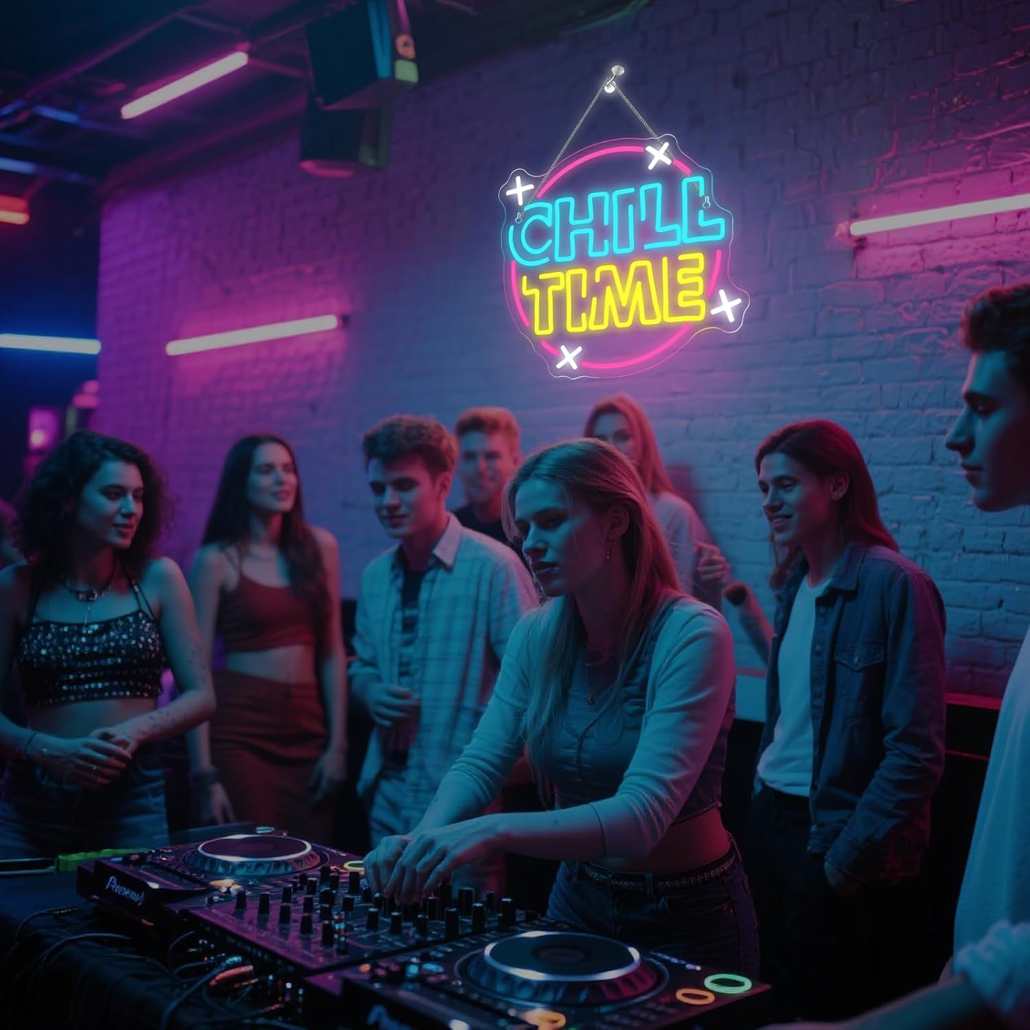 Chill Time Neon Sign Wall Decoration, Happy Hour Neon Bar Open Led Signs - Image 2