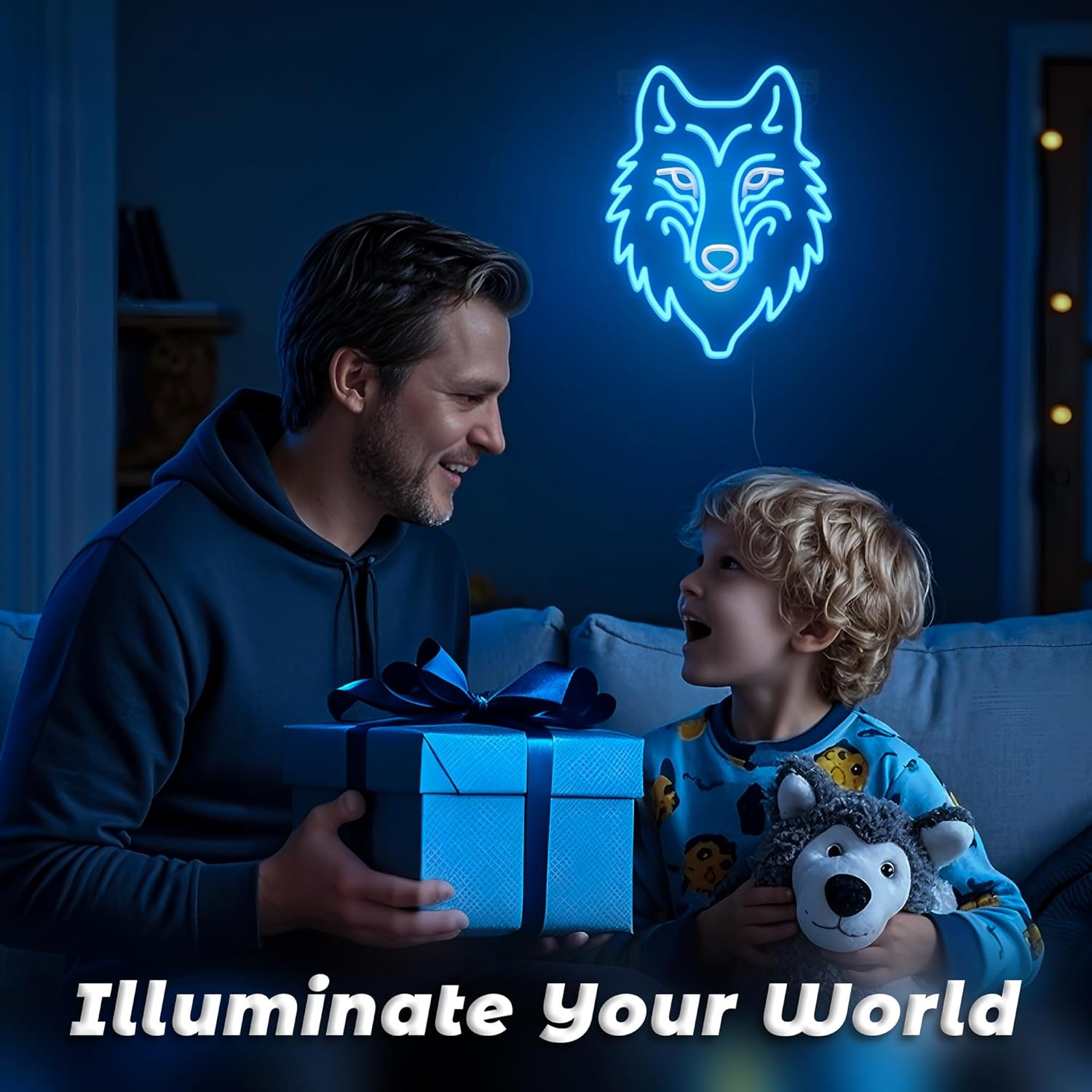 Wolf Neon Light, Dimmable LED Wolf Animal Neon Wall Sign USB Powered - Image 5