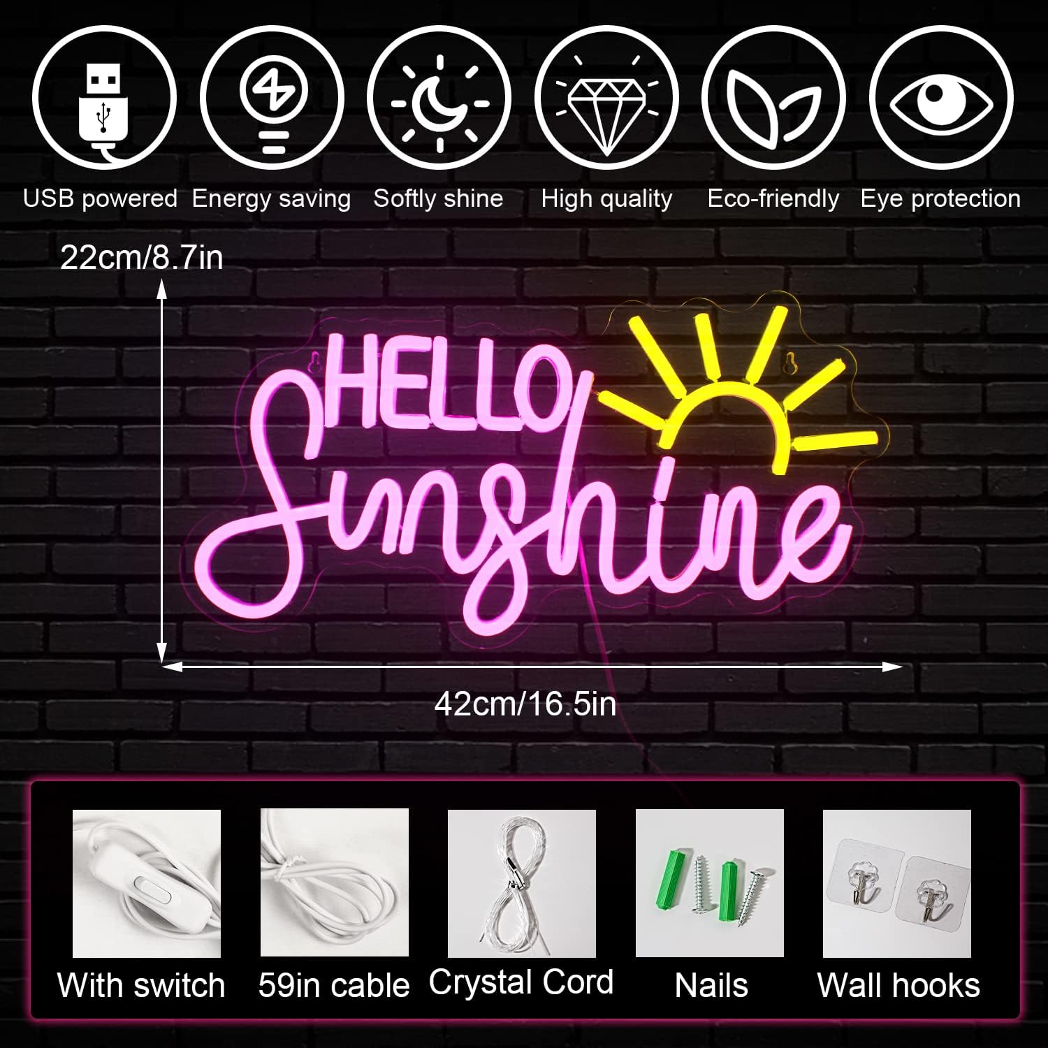 Hello Sunshine Neon Led Sign, Sunrise Neon Signs - Image 6