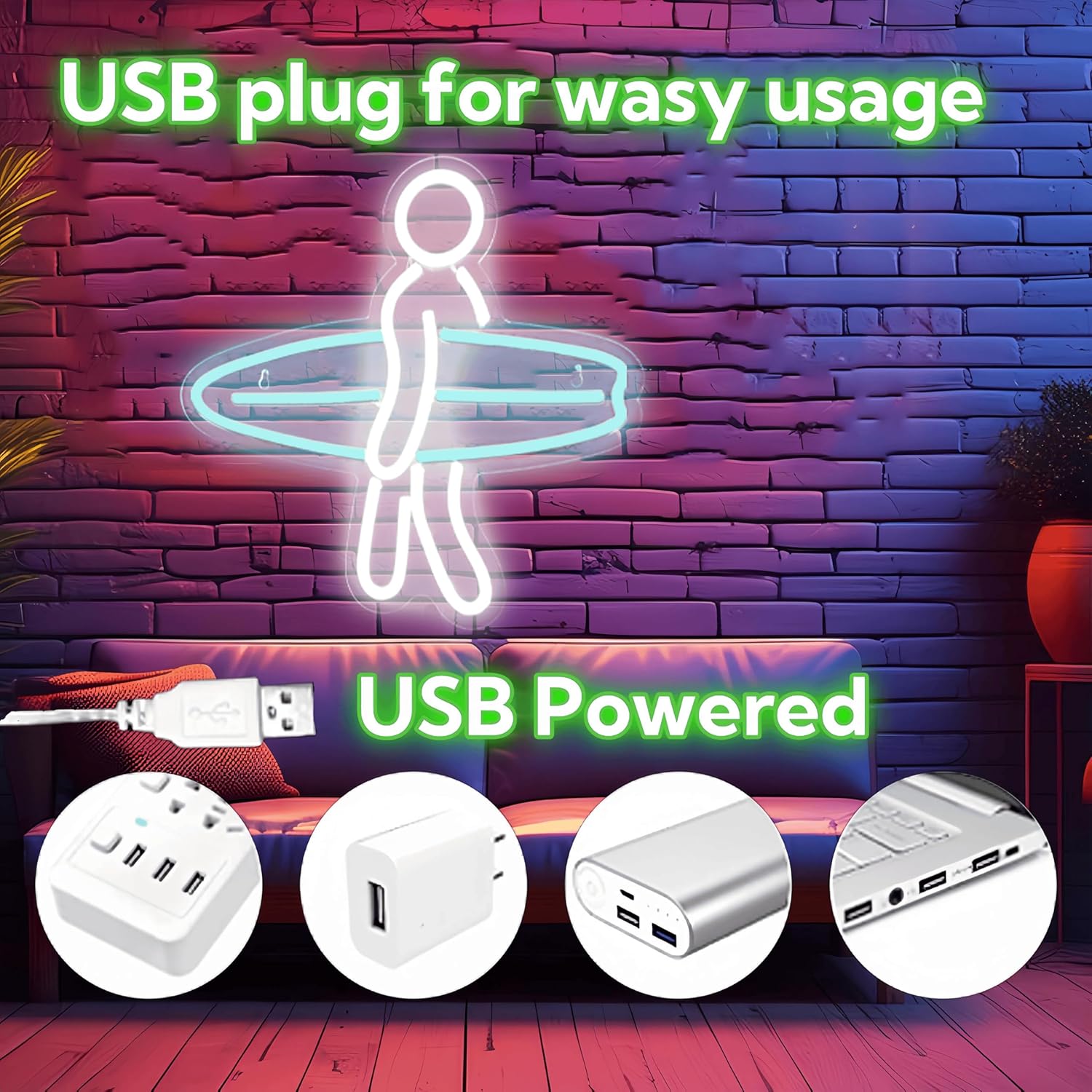 Surfing Neon Sign Surfer Neon Light Surfboard LED Neon Sign - Image 3