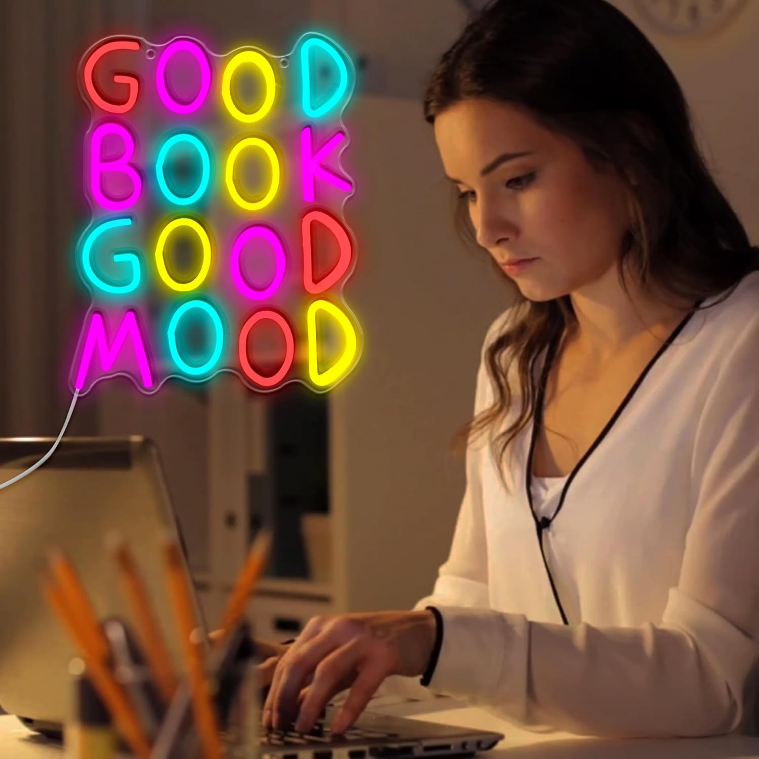 Good Book Good Mood Neon Signs for Wall Decoration - Image 2