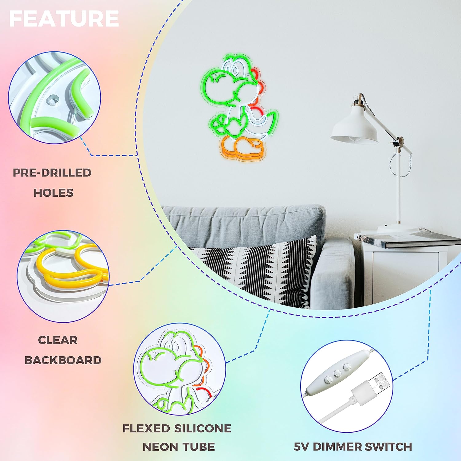 Anime Neon Sign Dinosaurs Neon Sign Dimmable LED Neon Lights - Image 7