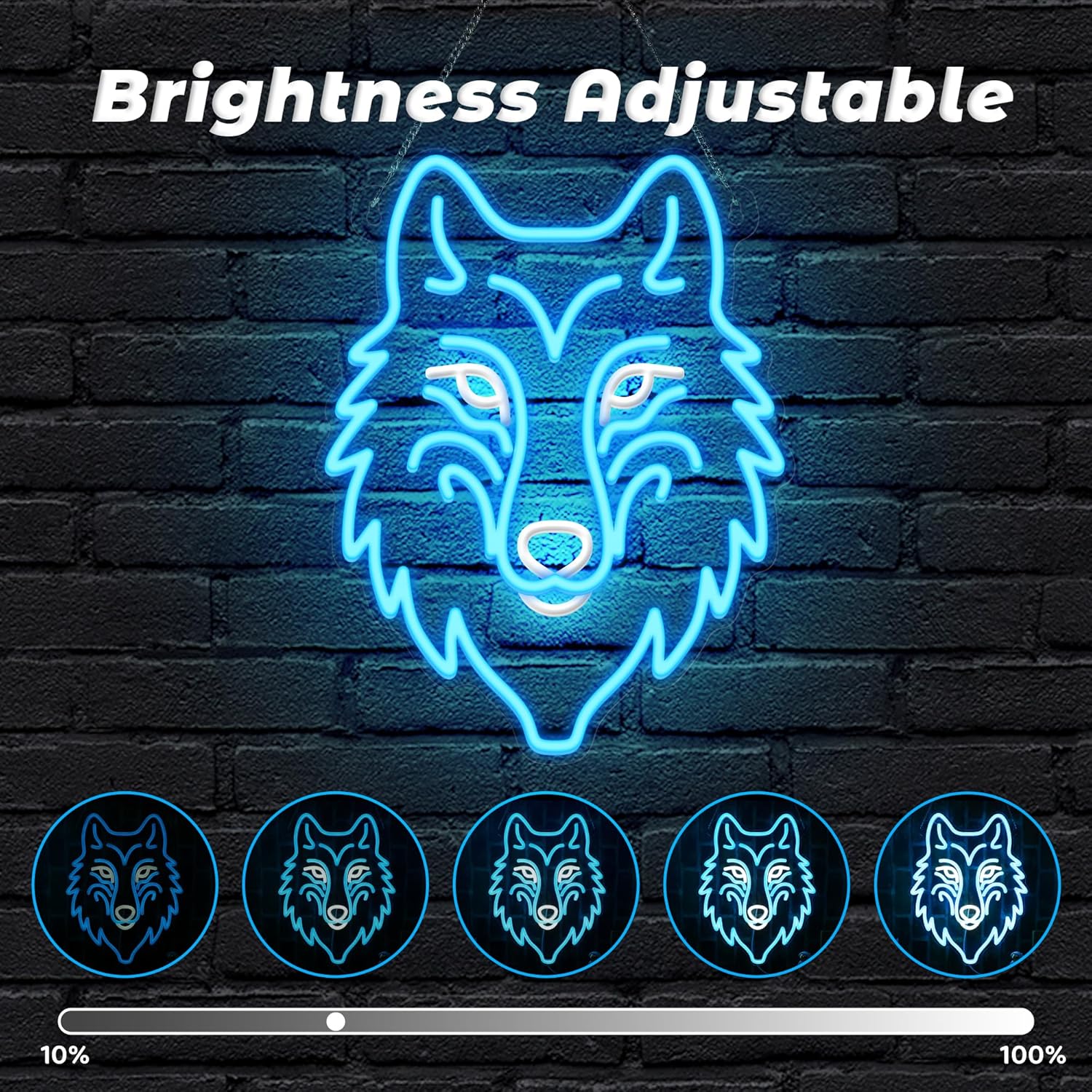 Wolf Neon Light, Dimmable LED Wolf Animal Neon Wall Sign USB Powered - Image 2