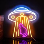 22-inch UFO Cat neon sign with USB power and dimmer switch—perfect for sci-fi lovers, gaming setups, or space-themed decor.