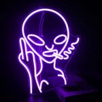 Alien Neon Sign for Bedroom or Office, USB Powered Sci-Fi Red LED Wall Light for Teen Room, Game Zone, or Dorm Decor