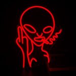Alien Neon Sign for Bedroom or Office, USB Powered Sci-Fi Red LED Wall Light for Teen Room, Game Zone, or Dorm Decor
