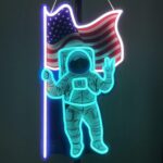 16-inch astronaut-shaped neon sign in vibrant LED glow. USB-powered with switch and hanging chain—ideal for space-themed rooms or party decor.