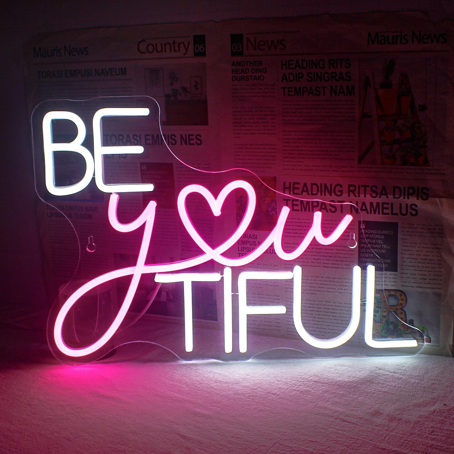 Be You Tiful Neon Led Sign, Rectangular Pink Neon Light Sign - Image 5