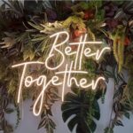 Better Together LED neon sign with USB-powered chain and light modulator, perfect for wall decor in bedrooms, weddings, parties, or holiday celebrations.