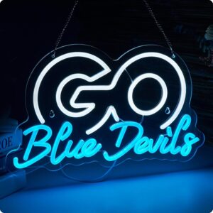 Go Blue Devils neon LED sign with USB power and dimmable brightness, perfect for man caves, bars, clubs, or college sports fan decor