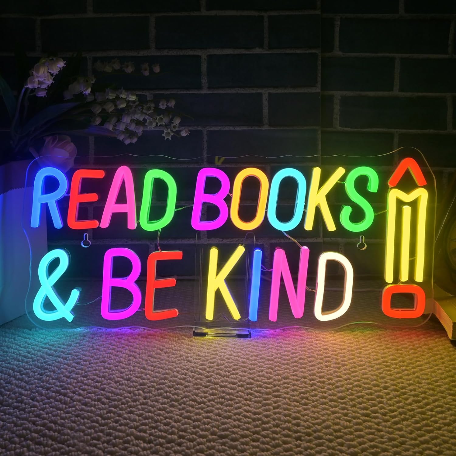 Read Books Be Kind Neon Sign – Dimmable LED Light for Wall Decor in Bedroom, Library, Study Room, or Bookstore | Perfect Gift for Book Lovers and Reading Spaces